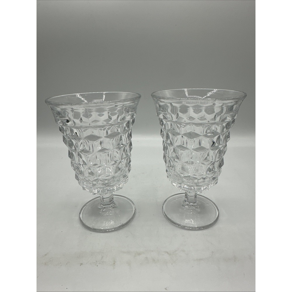 2 Fostoria American Low Water Goblets 8 oz Clear Flared Footed Tumblers 5.25" D